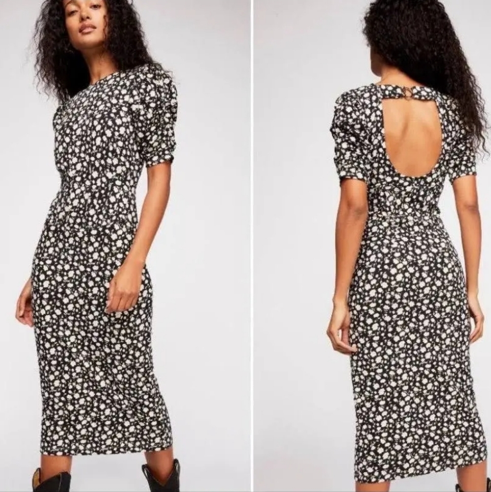Elegant Black Floral Women's Dress